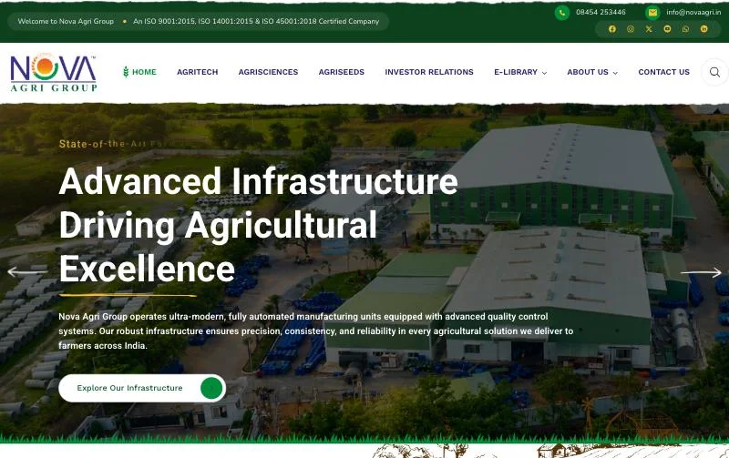 Screenshot of the Nova Agri Group website