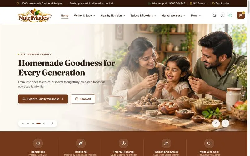 Screenshot of the NutriMades website